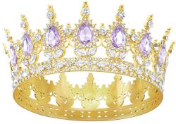 DRESHOW barokk kristály tiara menyasszonyi korona - arany/világoslila