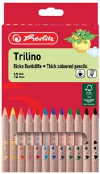 Herlitz Creioane colorate groase, mina 6 mm HERLITZ Trilino, 12 culori/set