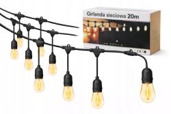  Kültéri hálózati kerti girland kábel 20m 20xE27 Led (Gir000033)