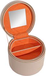  Valódi bőr ékszertartó doboz - 16 cm bézs (20138-1)