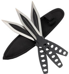 Depox Set 3 cutite de aruncat DEPOX®, Ballistic Blades, 22.5 cm, negru, husa inclusa (2489)
