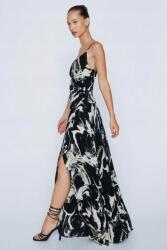 Nasty Gal Fekete Ruha Maxi Vállpántok V-nyakkivágás Márvány Minta Kivágás Nasty Gal 36