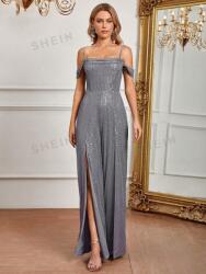 Shein Ezüst Flitteres Overál Széles Szárú Kivágással Shein 38-AS