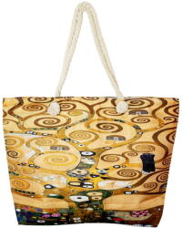 SHOPIKA Geanta de plaja din material textil, cu model inspirat dupa Pomul Vietii - Gustav Klimt