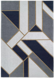  GATSBY Dark Blue, sötétkék, szürke és okker, geometriai mintás szőnyeg szennytaszító bevonattal 200x300 cm