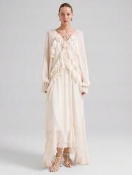 Shein Bézs Aszimmetrikus Ruha Chiffon Hosszú Ujjú Fodros Shein 34