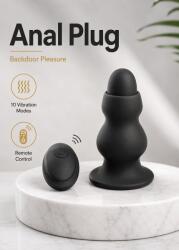 Guilty Toys Dop Anal Vibrator cu Telecomanda, 10 Moduri Vibratii, Silicon, USB, 10 cm Vibrator
