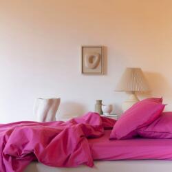 Kotonia Home Cearceaf de pat Kotonia Home, 100% bumbac, Olandina color, 220x240 cm, fuxia (001358)
