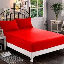Kotonia Home Husa de pat cu elastic Kotonia Home Hotel, 100% bumbac, Damasc DeLux Saten, rosu, 160×200+35 cm (004297-160)