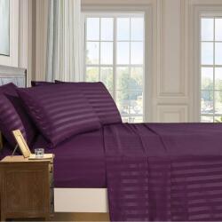 Kotonia Home Cearceaf de pat Kotonia Home Deco, 100% bumbac, Damasc Saten, dimensiune dungi 1 cm, Violet, 220x240 cm (001906-240)