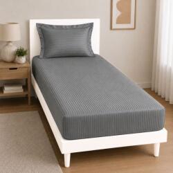 Kotonia Home Set husa cu elastic si fata perna - Kotonia Home Deco, 100% bumbac, damasc saten, 100x200+20 cm, gri mediu (004987-100)