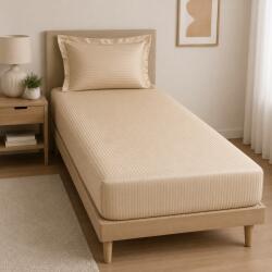 Kotonia Home Set husa cu elastic si fata perna - Kotonia Home Deco, 100% bumbac, damasc saten, 100x200+20 cm, Cappuccino (004986-100)