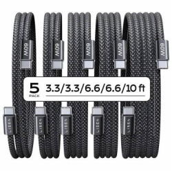 Lisen Cablu Date si Incarcare Lisen USB-C - USB-C 60W Set 5 bucati (2 x 1m 2 x 2m 1 x 3m) Negru (lis/374538)