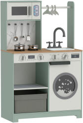 AIYAPLAY Bucătărie pentru copii jucărie de rol, set de joacă cu aragaz, chiuvetă, cuptor cu microunde, 5 accesorii, verde | Aosom Romania (350-212V00GN) Bucatarie copii