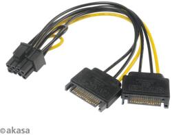 Akasa ADA Akasa 2xSATA мъжки - 6+2-пинов PCIe женски адаптер - 15 см - AK-CBPW19-15 (AK-CBPW19-15)