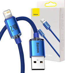 Baseus Cablu USB la Lightning Baseus Crystal Shine, 2.4A, 1.2m (niebieski) (030322)