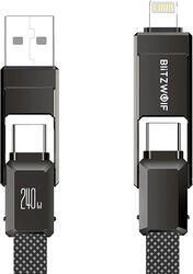 BlitzWolf BW-HDC7 4-in-1 cablu USB+C+Lightning 240W 1.2m (negru) (BW-HDC7)