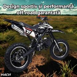  Alista Home® gyermek cross motor 49cc, vastag kerekekkel, könnyű indítással és benzinmotorral, ideális terepvezetéshez, fekete