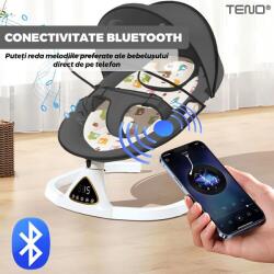  Elektromos Alista Home® babaágy, Bluetooth kapcsolódás, érintővezérlés, kivehető tálca, összecsukható tető, szúnyogháló csecsemők számára, játékok, zene, sötétszürke