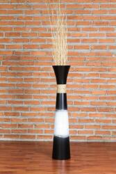 Fekete, magas, dekoratív fa padlóváza pampafűhöz, 65 cm