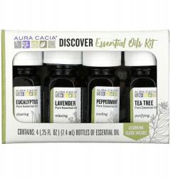 Aura Cacia Tiszta illóolaj, Discover, 4 tartály (7, 4ml) szett (123)