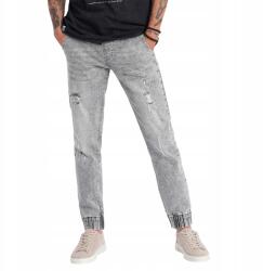 Ombre Férfi nadrág Jogger farmer koptatott világosszürke V4 OM-PADJ-0150 L