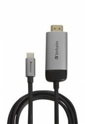 Verbatim Adapter, USB-C/HDMI, 4K, kábellel, VERBATIM, alumínium-fekete (KV49144) - iroda24