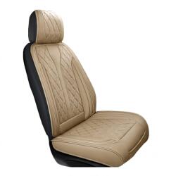 Ro Group Husa scaun auto universala RoGroup, piele PU perforata, model matlasat, antialunecare, impermeabila, pentru toate sezoanele, 52 x 53 cm, bej