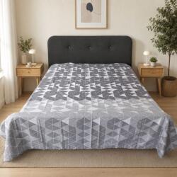 DeLuxe Pucioasa Cearceaf pat dublu plat bumbac cu model geometric, 240x260cm, Otto