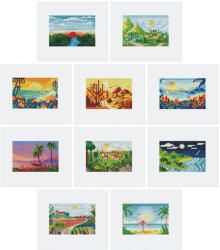 Figured Art Mini set 12 goblenuri cu diamante, fara sasiu, Peisaje de vara, 18x15 cm (LP007)