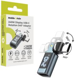 Mobile Origin CB15 240 W-os, 540°-ban forgatható USB-C adapter kijelzővel, szürke