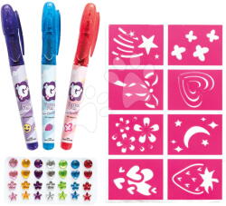 Smoby Set de tatuaje cu pietre decorative Glam Tattoo Body Art Smoby cu 8 șabloane și carioci pentru corp, de la 6 ani (SM320422)