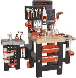 Smoby Atelier de lucru cu 3 părți pe roți Black&Decker Mega Center Smoby instalații de construcții, instalații sanitare, vopsire și etanșare 100 accesorii 103 cm înălțime SM360744 (SM360744) Set bricolaj copii