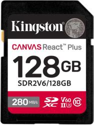 Kingston Card de memorie Kingston - Canvas React Plus V60, 128GB, SDXC, Class 10, UHS-II (SDR2V6/128GB)