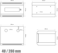  DATACOM 10" 4U Fali Rack Szekrény, 280 mm mélység, Plexi Ajtóval