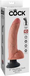 King Cock 9" Vibrating Cock Vibrator Realist Flexibil cu Ventuză, 23 cm Vibrator