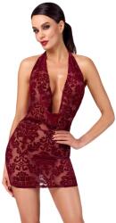 Noir Kink Royal Rochie Mini Transparentă cu Catifea, Roșu Burgundy - Roșu , XL