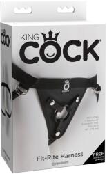 King Cock KC Fit Rite Ham Negru Reglabil cu 3 Inele pentru Dildo și Vibratoare