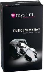 Mystim Pubic Enemy No. 1 Transparent Cușcă de castitate pentru penis cu lacăt și accesorii