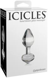 Icicles No. 44 Plug anal din sticlă pentru stimulare la cald și rece Transparent