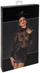 Noir Rochie Mini din Dantelă cu Zgardă și Detalii Powerwetlook, Negru - Negru , M