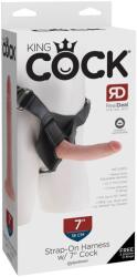 King Cock KC 7 Inch Curea-On Dildo Realist cu Ham Reglabil și 3 Inele