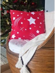 Kotonia Home Fata de perna decor Kotonia Home Stars - 50x50 cm, 100% bumbac, rosie cu motive de Craciun (002097)