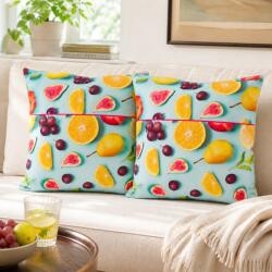 Kotonia Home Pachet 2 perne decor Kotonia Home - 50x50 cm, creton impermeabil 100% bumbac, cu umplutura puf siliconizat, imprimeu fructe (004955)