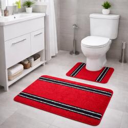 Kotonia Home Set 2 covorase baie - cu membrana antiderapanta, 100% fibre sintetice, rosu, 50×40 cm, 50×80 cm, Sandy Ros (004425) Covor baie