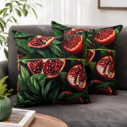 Kotonia Home Pachet 2 perne decor Kotonia Home - 50x50 cm, creton impermeabil 100% bumbac, cu umplutura puf siliconizat, imprimeu rodii fond verde (004963)