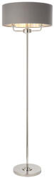 Endon Lighting ENDON Highclere 3lt Floor Bright nickel plate & charcoal fabric 3 x 40W E14 candle - ED-94378 (ED-94378)