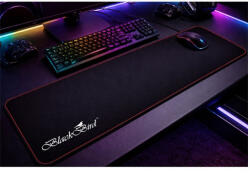 BlackBird Egérpad Gamer DeepBlack 90x40cm 3mm vastag piros varrott szegély - kontaktor