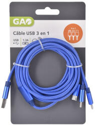 GAO USB kábel 3az 1-ben 2.5 méter