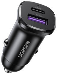 UGREEN EC305 USB-C + USB autós töltő, 30W (fekete)